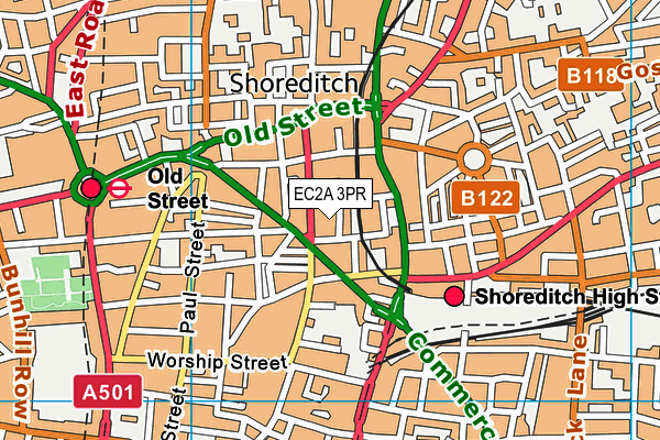 EC2A 3PR map - OS VectorMap District (Ordnance Survey)