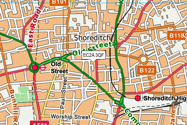 EC2A 3QF map - OS VectorMap District (Ordnance Survey)