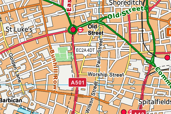 EC2A 4DT map - OS VectorMap District (Ordnance Survey)