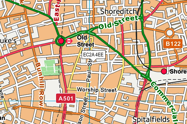 EC2A 4EE map - OS VectorMap District (Ordnance Survey)