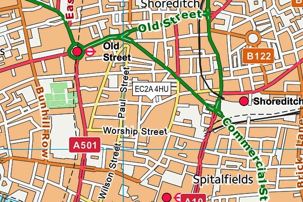 EC2A 4HU map - OS VectorMap District (Ordnance Survey)