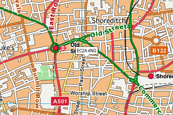 EC2A 4NG map - OS VectorMap District (Ordnance Survey)