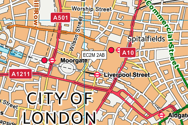 EC2M 2AB map - OS VectorMap District (Ordnance Survey)