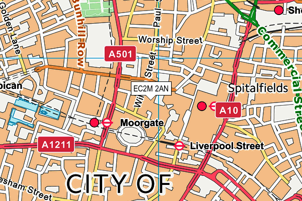 EC2M 2AN map - OS VectorMap District (Ordnance Survey)