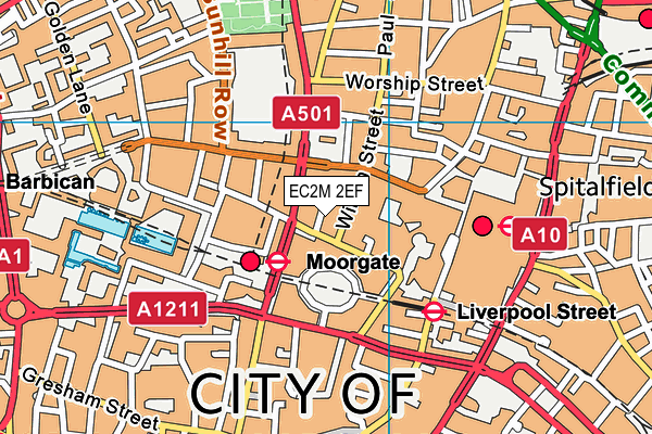 EC2M 2EF map - OS VectorMap District (Ordnance Survey)