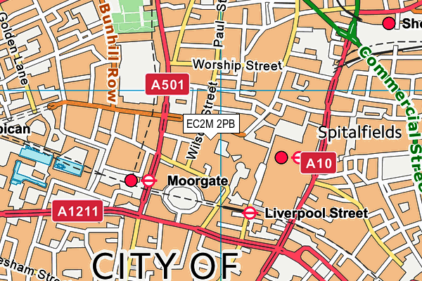 EC2M 2PB map - OS VectorMap District (Ordnance Survey)