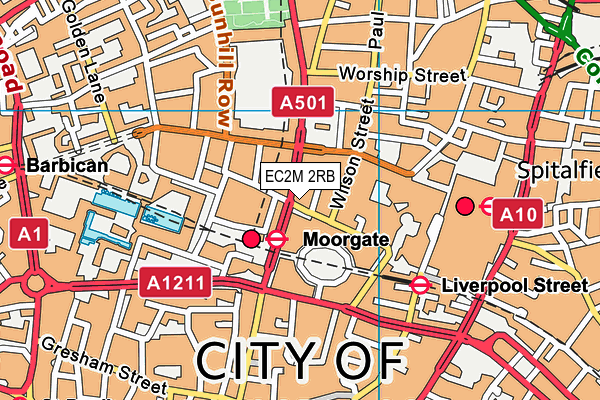 EC2M 2RB map - OS VectorMap District (Ordnance Survey)