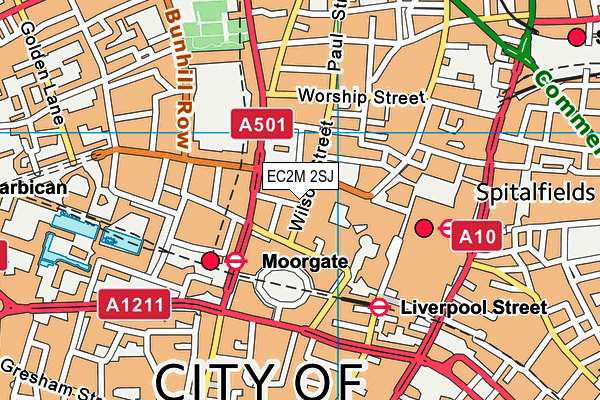 EC2M 2SJ map - OS VectorMap District (Ordnance Survey)