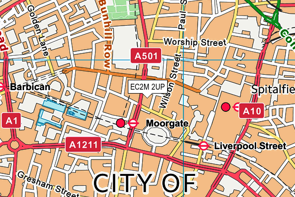 EC2M 2UP map - OS VectorMap District (Ordnance Survey)