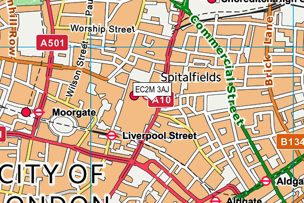 EC2M 3AJ map - OS VectorMap District (Ordnance Survey)