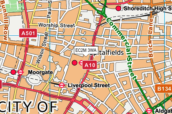 EC2M 3WA map - OS VectorMap District (Ordnance Survey)