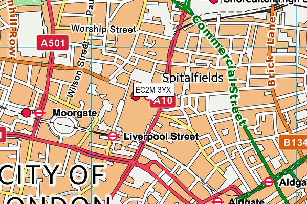 EC2M 3YX map - OS VectorMap District (Ordnance Survey)