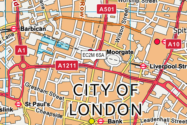 EC2M 6SA map - OS VectorMap District (Ordnance Survey)