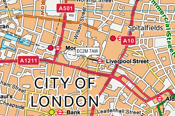 EC2M 7AW map - OS VectorMap District (Ordnance Survey)