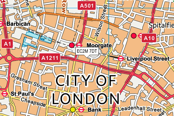 EC2M 7DT map - OS VectorMap District (Ordnance Survey)