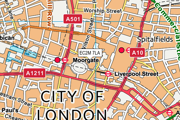 EC2M 7LA map - OS VectorMap District (Ordnance Survey)