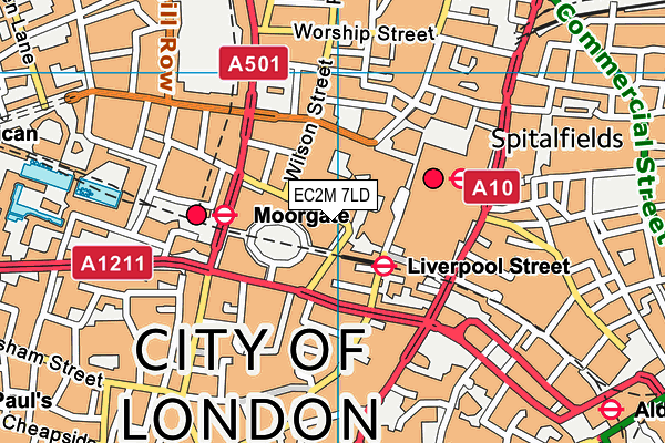 EC2M 7LD map - OS VectorMap District (Ordnance Survey)