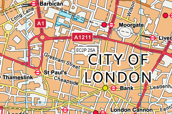 EC2P 2SA map - OS VectorMap District (Ordnance Survey)