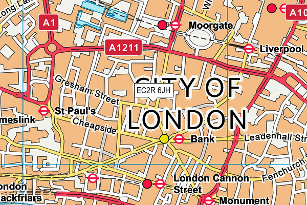 EC2R 6JH map - OS VectorMap District (Ordnance Survey)