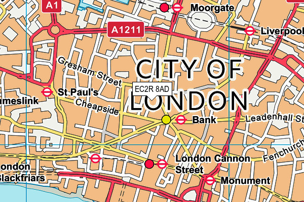 EC2R 8AD map - OS VectorMap District (Ordnance Survey)