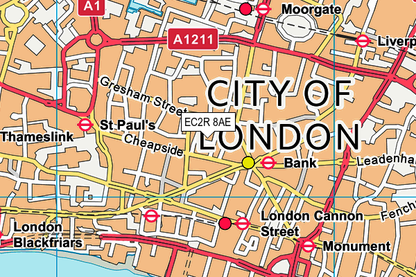 EC2R 8AE map - OS VectorMap District (Ordnance Survey)