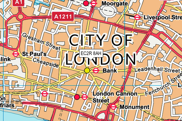 EC2R 8AH map - OS VectorMap District (Ordnance Survey)