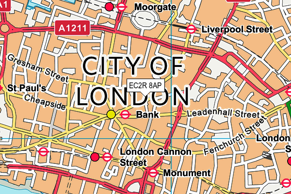 EC2R 8AP map - OS VectorMap District (Ordnance Survey)