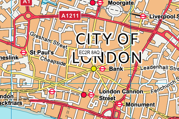 EC2R 8AQ map - OS VectorMap District (Ordnance Survey)