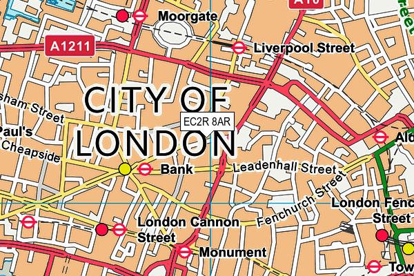 EC2R 8AR map - OS VectorMap District (Ordnance Survey)