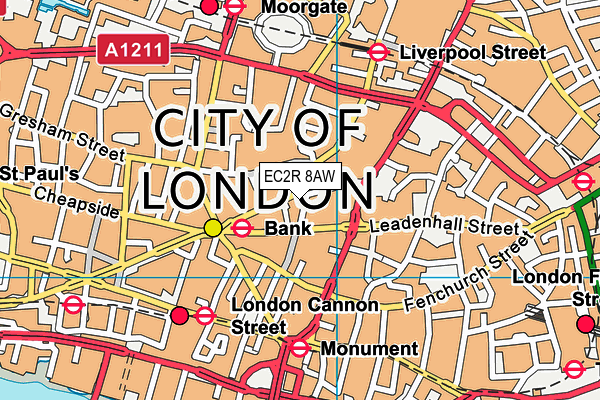 EC2R 8AW map - OS VectorMap District (Ordnance Survey)