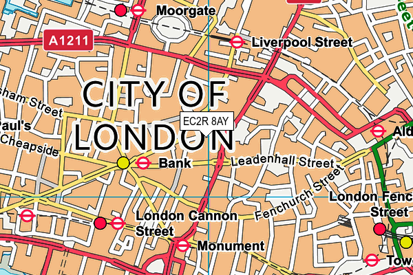 EC2R 8AY map - OS VectorMap District (Ordnance Survey)