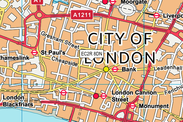 EC2R 8DN map - OS VectorMap District (Ordnance Survey)