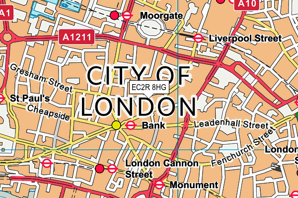 EC2R 8HG map - OS VectorMap District (Ordnance Survey)