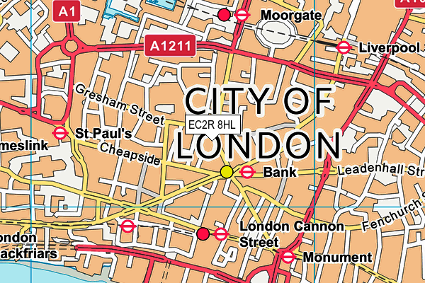 EC2R 8HL map - OS VectorMap District (Ordnance Survey)