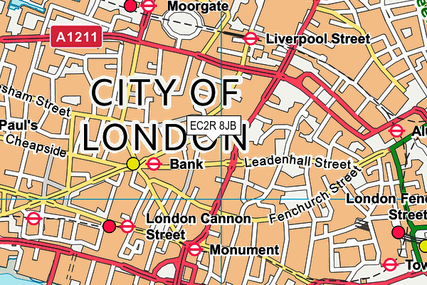 EC2R 8JB map - OS VectorMap District (Ordnance Survey)