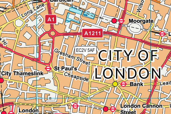 EC2V 5AF map - OS VectorMap District (Ordnance Survey)