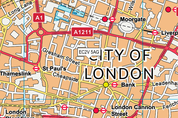 EC2V 5AG map - OS VectorMap District (Ordnance Survey)