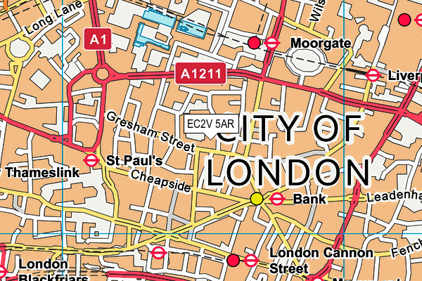 EC2V 5AR map - OS VectorMap District (Ordnance Survey)