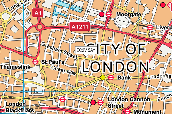 EC2V 5AY map - OS VectorMap District (Ordnance Survey)