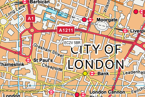 EC2V 5BR map - OS VectorMap District (Ordnance Survey)