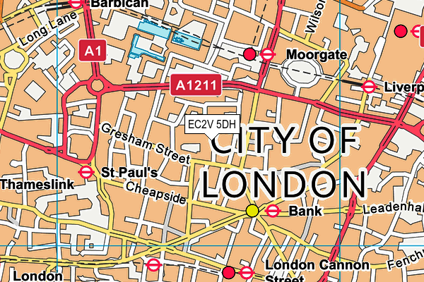 EC2V 5DH map - OS VectorMap District (Ordnance Survey)