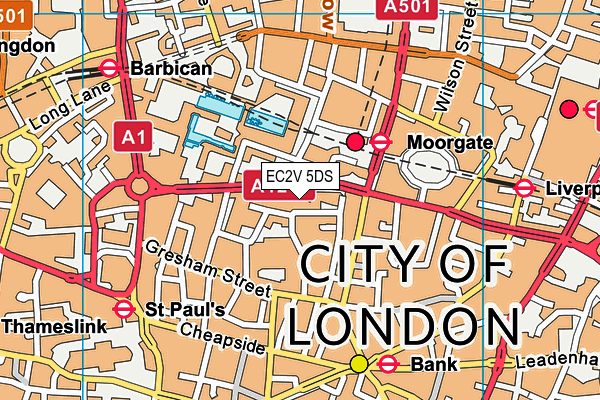 EC2V 5DS map - OS VectorMap District (Ordnance Survey)