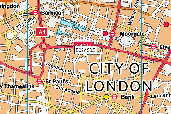 EC2V 5DZ map - OS VectorMap District (Ordnance Survey)