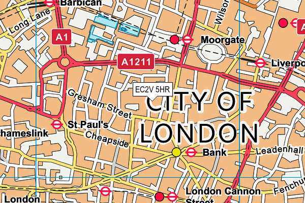 EC2V 5HR map - OS VectorMap District (Ordnance Survey)