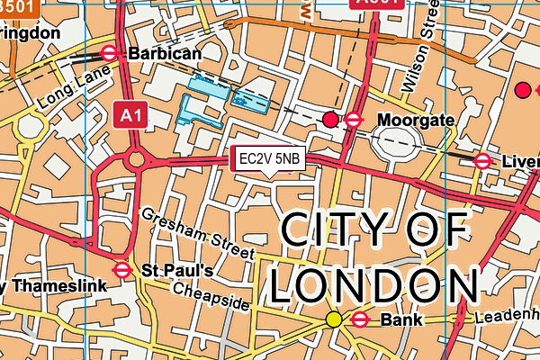 EC2V 5NB map - OS VectorMap District (Ordnance Survey)