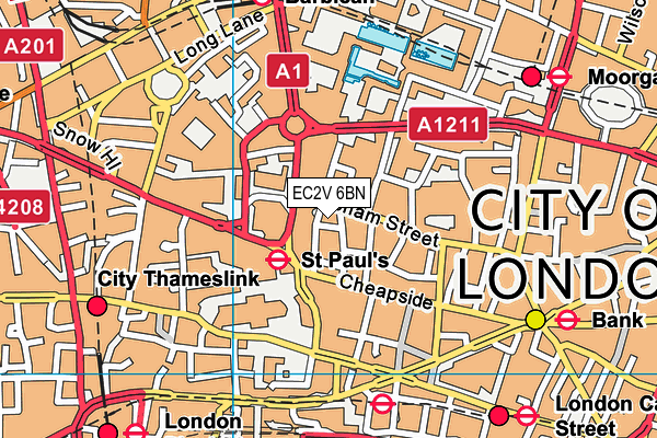 EC2V 6BN map - OS VectorMap District (Ordnance Survey)