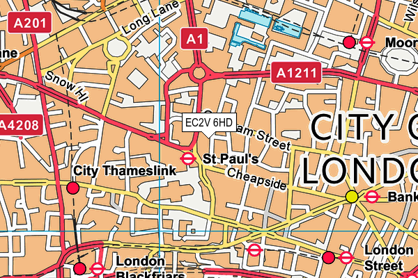 EC2V 6HD map - OS VectorMap District (Ordnance Survey)