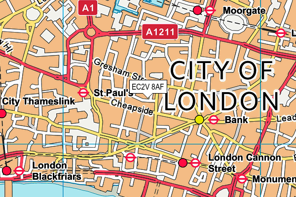 City Athletic map (EC2V 8AF) - OS VectorMap District (Ordnance Survey)