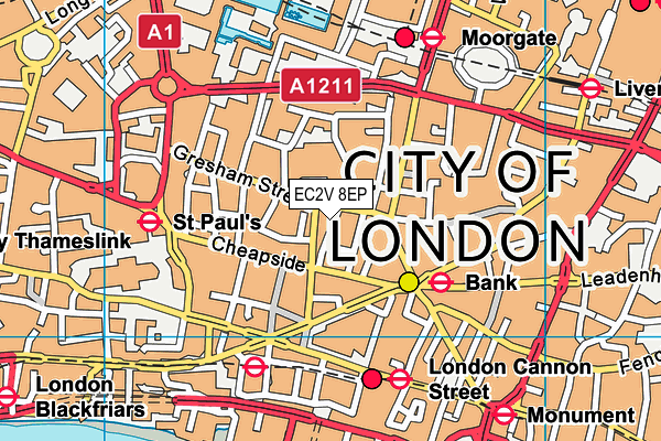 EC2V 8EP map - OS VectorMap District (Ordnance Survey)