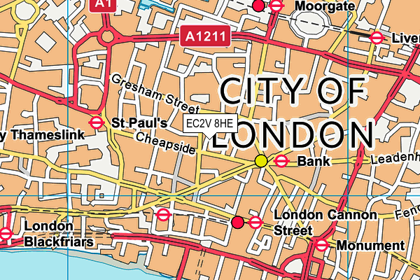 EC2V 8HE map - OS VectorMap District (Ordnance Survey)